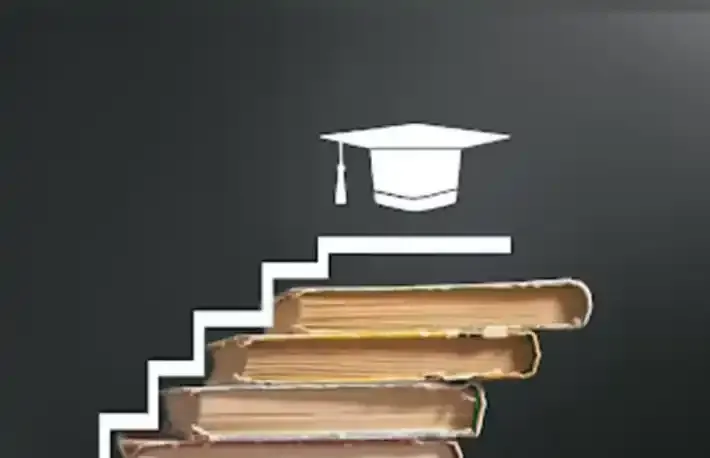 A student in a graduation cap looking toward the future